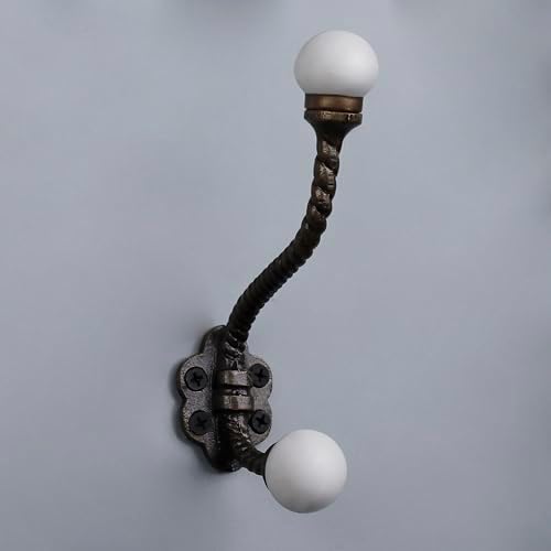 Indian Shelf 6 Piece Ceramic, Iron Double Wall Hooks - Image 4