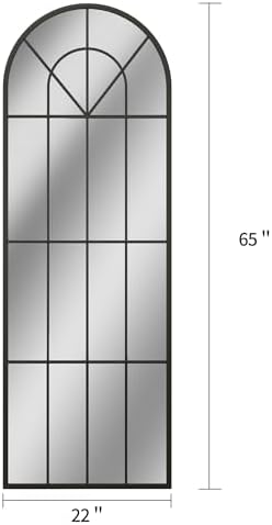 22"x 65" Arched Full Length Window Wall Mirror, Metal Framed, Arched-Top - Image 6