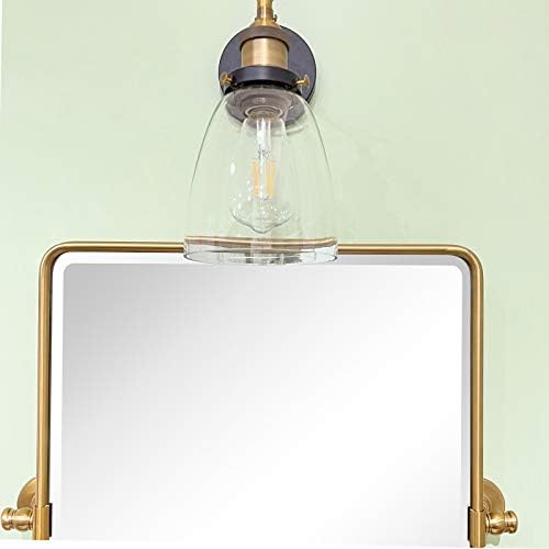 Farmhouse Gold Metal Framed Pivot Rectangle Bathroom Mirror Rounded Rectangluar - Image 5