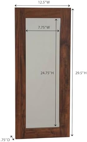 Household Essentials Rectangle Wall Mirror Décor, Hickory Finish - Image 3
