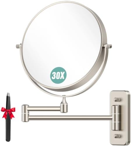 Auxmir 8" Double-Sided Wall-Mounted Makeup Mirror, 1X/30X Magnifying Mirror by Auxmir