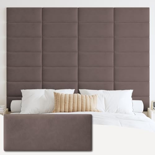 IFNOW Wall Mounted Headboard, Peel and Stick Panels, Dark Skin by IFNOW