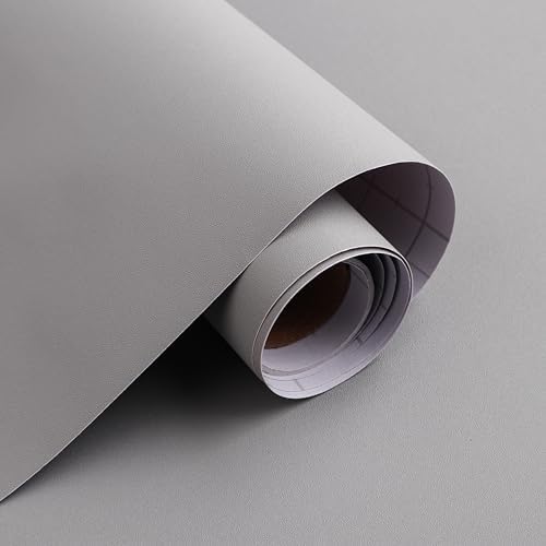 15.7" x 787" Grey Peel and Stick Wallpaper Solid Wallpaper Grey Peel and Stick by Micpolo