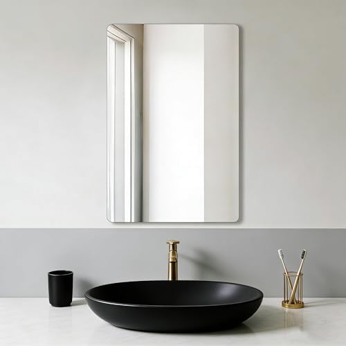 Bathroom Mirror for Over Sink 28x20 Inch Frameless Wall Mirror Rectangle by BOMINICA
