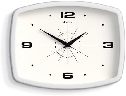 JONES CLOCKS® Movie wall Clock | Rectangular Retro Clock | 10" | White | Cool by JONESCLOCKS