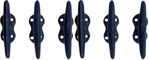 Wowser Nautical Blue Cast Iron Boat Cleat Wall Hooks, 3.5 Inches by Wowser