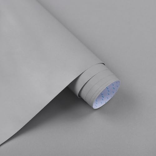 Peel and Stick Wallpaper Solid Color Grey Contact Paper Matte Wallpaper by Micpolo