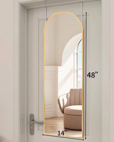Arched Full Length Mirror, Tempered Shatterproof Glass & Aluminum Frame - Image 2