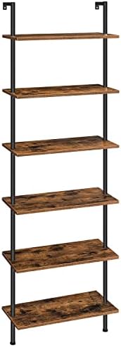 HOOBRO DIY Ladder Shelf, 6-Tier Wall Mounted Bookshelf, Office Vertical Bookcase by HOOBRO