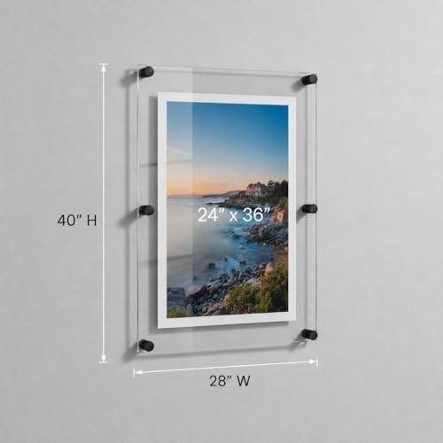 Azar Displays 105536-BLK Acrylic Floating Double Panel Wall Frame, Overall: 28" - Image 2