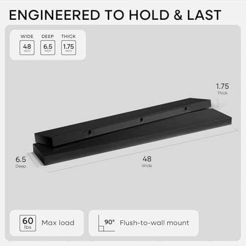 Homeforia 48 Inch Floating Shelves, High-End Solid Pine Wood - Image 3
