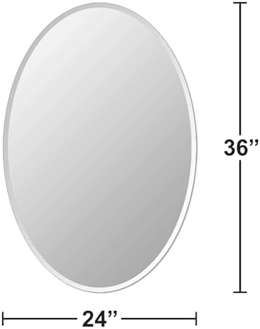 Bathroom Mirror for Over Sink 24" x 36" Oval Frameless Wall Mirror - Image 3