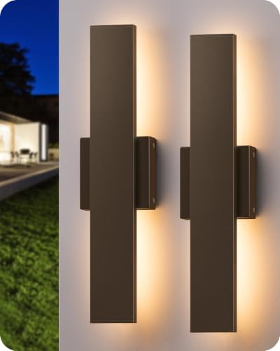 EDISHINE LED Outdoor Wall Lights, 15.7" Modern Outdoor Sconce, Oil Bronze by EDISHINE