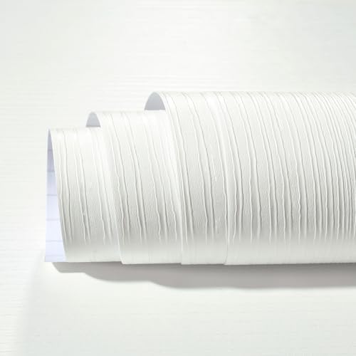 15.8x317 White Textured Peel and Stick Wallpaper by HelloWall