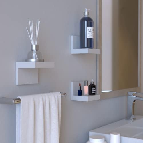RICHER HOUSE 9-Set Small Floating Wall Shelf, No Drill Bathroom Shelf White - Image 2