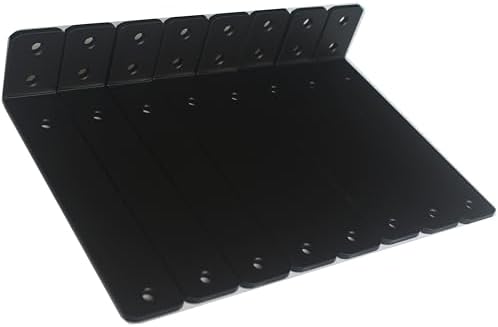 8 Pack - L 8" x H 2" x W1.5, 5mm Thick Black L Shelf Bracket, Iron Shelf by MHMYDZ