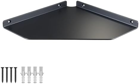10 Inch Black Floating Corner Shelf Wall Mounted, Large Triangle Shelf by YUjieSTC