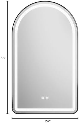 Arched Bathroom Mirror 24"x36", LED Tempered Glass - Image 6