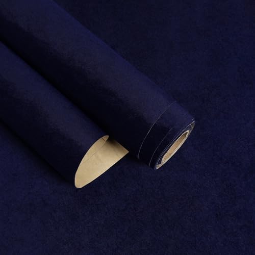 Dark Blue Felt Drawer Liner Velvet Wallpaper Peel and Stick Navy Velvet by EaseStick