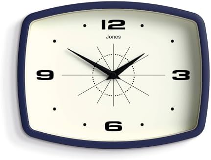 JONES CLOCKS® Movie wall Clock | Rectangular Retro Clock | 10" | Blue | Cool by JONESCLOCKS