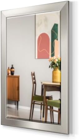 Renditions Gallery Rectangular Silver Wood Framed Body Mirror Verticle Or - Image 2