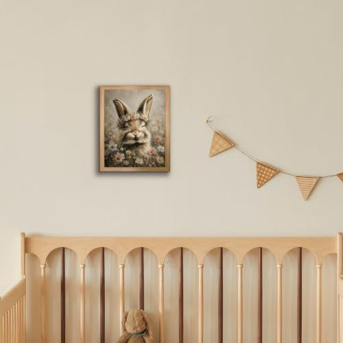 BZRVBQ Cute Bunny Wall Art, Framed Floral Rabbit Canvas Print, Vintage - Image 5