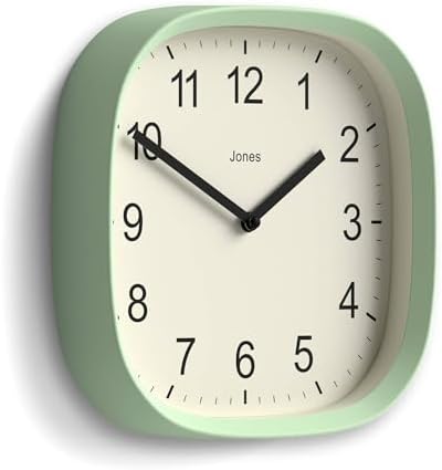 JONES CLOCKS® Sprite wall Clock | Modern Square Clock | 10" | Mint Green - Image 2