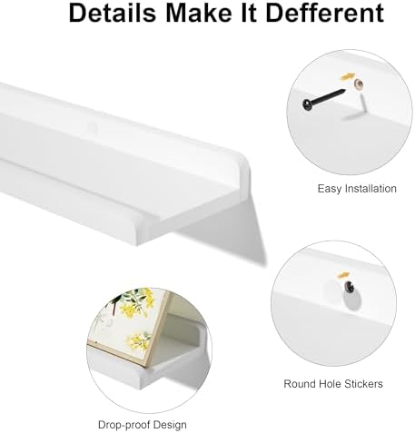 Love-KANKEI 48" Long White Floating Shelves - Image 5