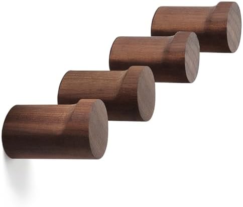 bsdonte Wood Wall Hooks, 4 Pack Wooden Coat Hooks Wall Mounted, Rustic Hat by bsdonte