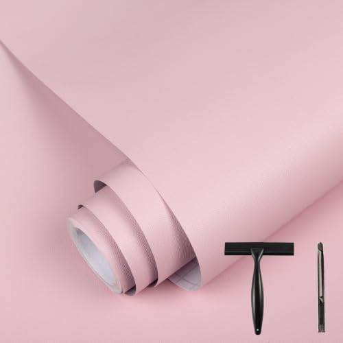 Pink Peel and Stick Wallpaper Self-Adhesive Contact Paper Not Ease Torn by Abyssaly