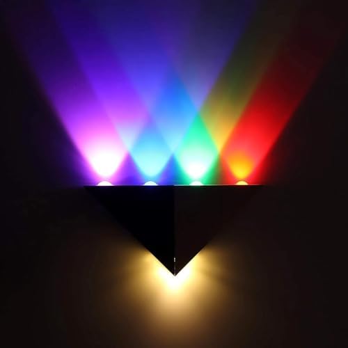 Triangle LED Wall Light | 5W Up Down Wall Sconce Silver & Black Finish | - Image 2