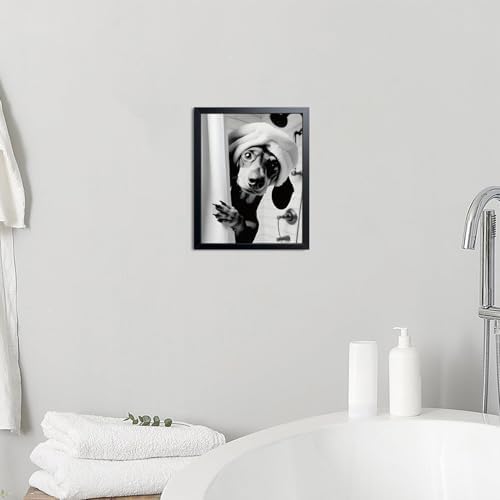 XYHYRA Black and White Bathroom Wall Art, Funny Dachshund Canvas Prints Poster - Image 6