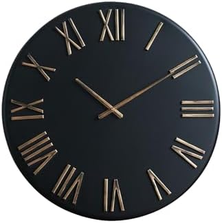 Large Modern Wall Clock, 24 inch, Matte Black, Metal Face, Quartz Movement by Unknown
