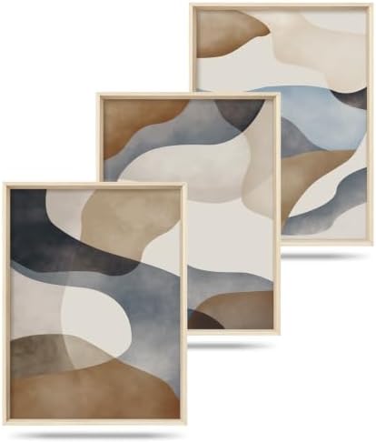 Aryroi Abstract Watercolor Block Framed Canvas Wall Art Set- 12"x16"x3 by Aryroi