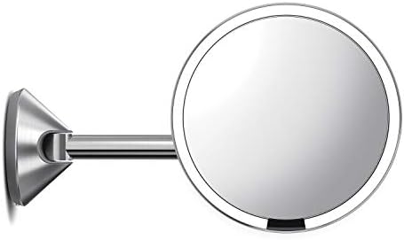 simplehuman, Brushed 8" Round Wall Mount Sensor Makeup Mirror, 5x Magnification - Image 2