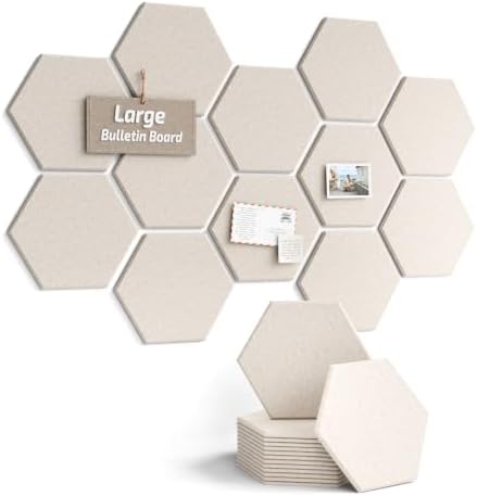 Fluxynara 12-Pack Hexagon Felt Bulletin Board Tiles by FLUXYNARA