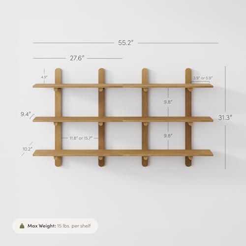 Nathan James Frankie Mid Century 3-Tier Wall Mounted Wood Shelf, Modular Wall - Image 2