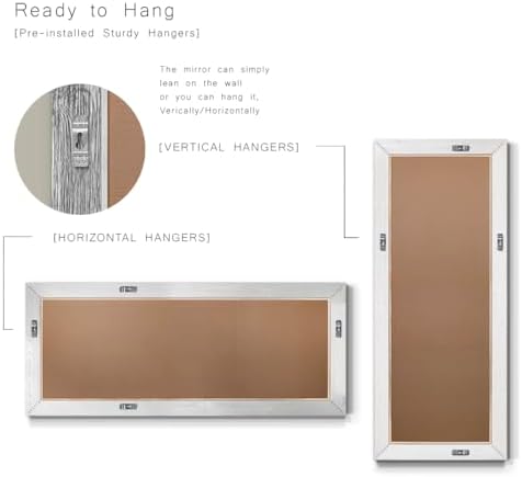 Renditions Gallery Full Length Mirror Silver Wood Frame Full Body Wall Mounted - Image 6
