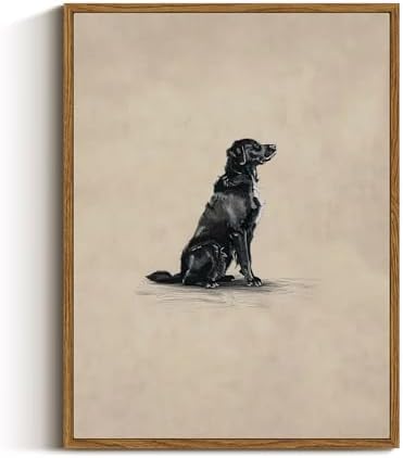 VIYYIEA Vintage Framed Black Dog Wall Art, Bedroom Living Room Minimalist by VIYYIEAART