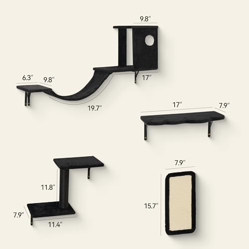 6‑in‑1 Cat Wall Shelves, Wall Mounted Cat Furniture Set - Image 3