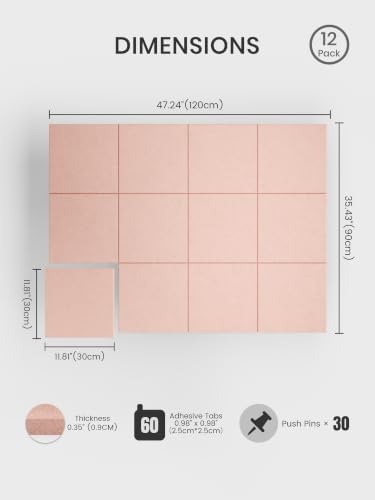 Bumusty 48"x 36" Large Felt Bulletin Board Tiles - Image 2