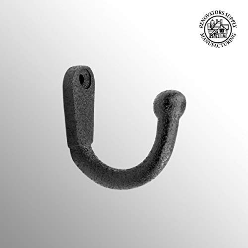 Renovators Supply Manufacturing Single Wall Hook, Wrought Iron Black Powder Coat - Image 2