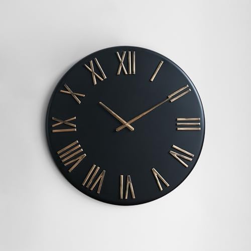 Large Modern Wall Clock, 24 inch, Matte Black, Metal Face, Quartz Movement - Image 2