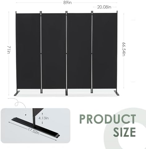 RANTILA 4 Panel Room Divider, 6 FT Folding Privacy Screen - Image 3