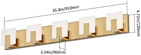 Aipsun Gold Bathroom Vanity Lighting Fixtures Modern LED 5 Lights Vanity Light - Image 2