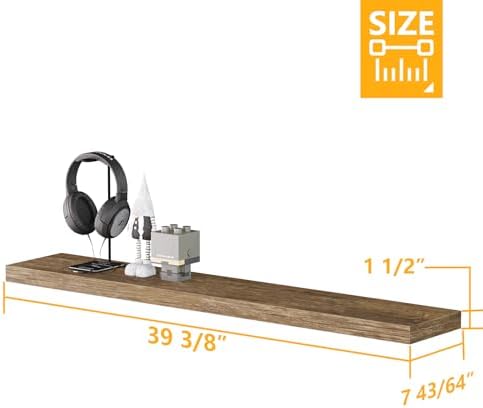 BAMEOS Floating Shelves, 40 in W x 8in D Wall Mounted Wooden Shelves - Image 3