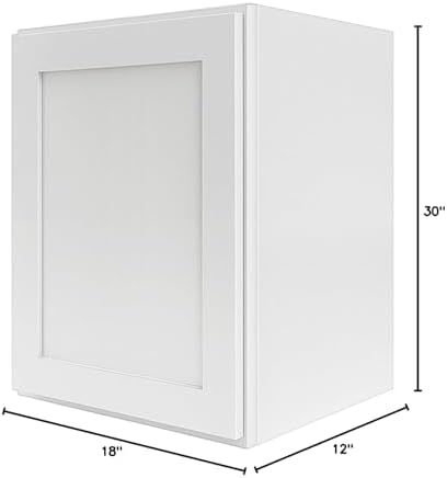 18" W x 30" H White Shaker Single-Door Kitchen Wall Cabinet - Image 3