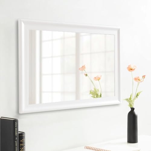 White Wall Mirror for Bathroom, Rectangle Rustic 24 x 36 inch Vanity Mirrors - Image 2