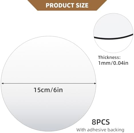 8 Pack Acrylic Round Mirrors, 6 inch Circle Mirror Tiles Self Adhesive Mirror - Image 3