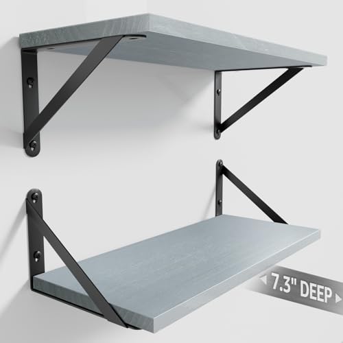 COCOYA Wall Shelves 7.3" Deep Solid Paulownia Wood by COCOYA